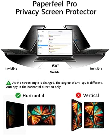 Protectorul ecranului de confidențialitate Bioton Paperfeel Pro Compatibil cu iPad Pro 12.9, detașabil și reutilizabil, anti-spion,