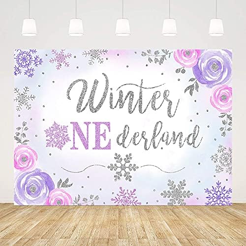 Mehofond Winter Onederland fundal de zăpadă Fulgi de Snow Flake 1st Birthday Decorații pentru petreceri Suport Banner Glitter