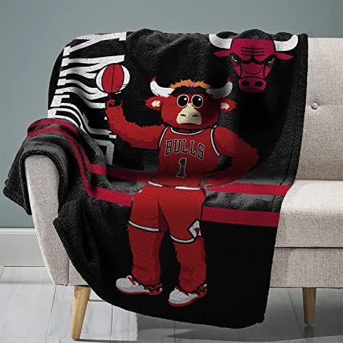 Sleep Squad Chicago Bulls Benny Bull 60 x 80 Raschel pătură de pluș-o mascotă NBA Super-Soft Throw