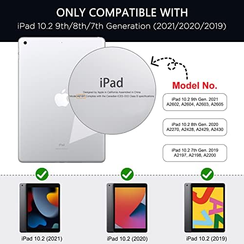 Carcasă Moko pentru iPad 9th Generation cu suport pentru creion, iPad 8/7th Gen Caz 10,2 inci, Protector de ecran încorporat