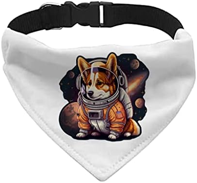 Astronaut Pet Bandana Guler - Cute Corgi Scarf Collar - Graphic Dog Bandana - L