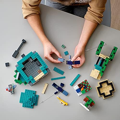 LEGO Minecraft Turnul cerului 21173 distracție insule plutitoare Kit de construcție jucărie cu Pilot, 2 fantome zburătoare