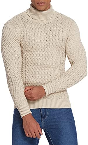Tinkwell Men's Slim Fit Casual tricotat Turtleneck Pulover Twisted Basic Pullover Solid