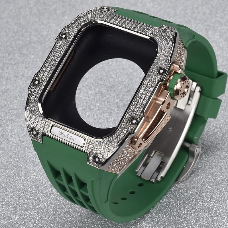 Kavju cauciuc titan bezel pentru Apple Watch 7/6/5/4/SE Apple Mod Watch Accesorii Înlocuire Titanium Case de lux compatibil