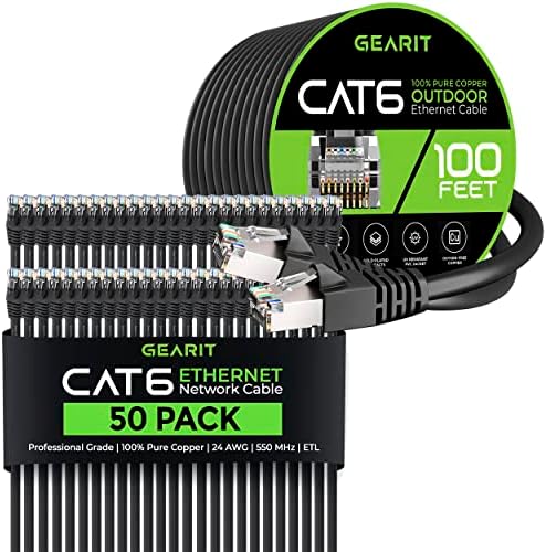 GEARIT 50PACK 0,5ft CAT6 Cablu Ethernet și cablu Cat6 100ft Cat6