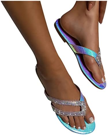 RBCulf Women Slippers 2023 Fashion Summer Flat Plate Bottom Shiestone Pantofi Flip-Flop alunecați pe sandale de lamele interioare