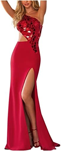 Rochii de bal Sexy cu un singur umăr cu paiete 2022 pentru femei sclipici talie decupată fantă rochie lungă Sirenă Rochie de