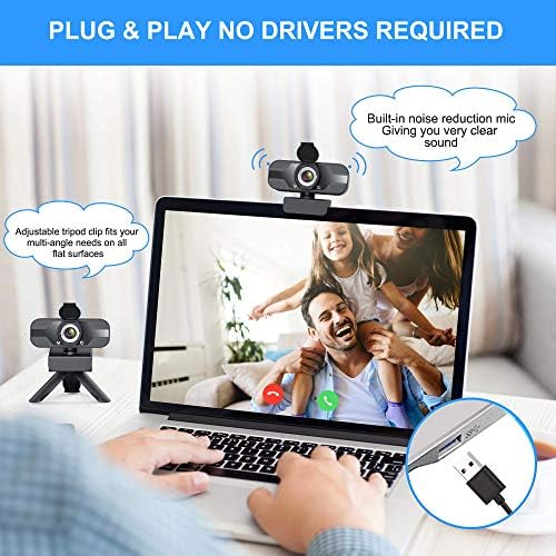 Webcam cu microfon pentru Desktop, 1080p HD USB calculator camere cu capac de confidențialitate & amp; webcam trepied, Streaming