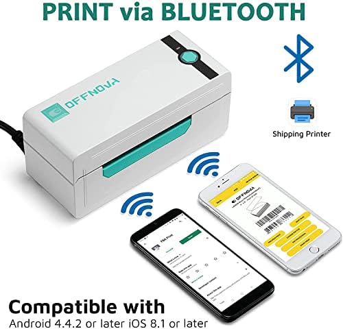 Imprimanta de etichete termice Bluetooth OFFNOVA și scară poștală de transport reîncărcabilă, design pachet