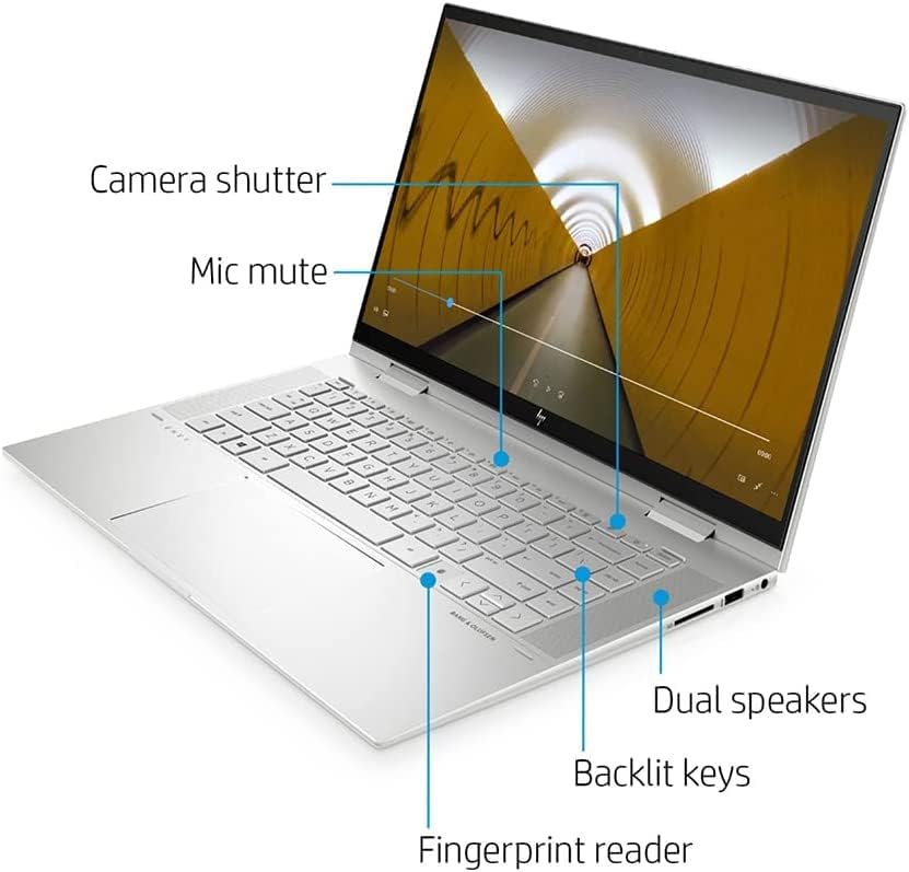 HP 2022 Envy X360 2-in-1 15,6 Laptop cu ecran tactil FHD, Intel Core I5-1135G7, 32 GB RAM, 1TB PCIE SSD, tastatură retroiluminată,