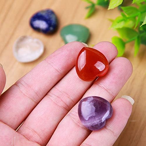 7 pietre mici de chakra set care echilibrează Reiki Vindecare Crystal Chakra Pietre în formă de inimă
