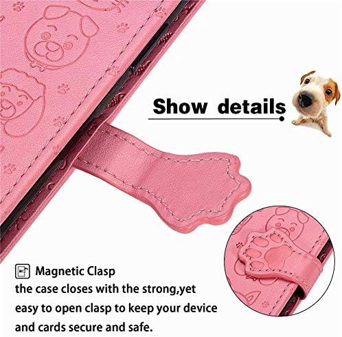 MEIKONST Lovely Cat Dog caz pentru Galaxy S20 FE 5G, carte stil Flip portofel elegant drăguț animale relief PU piele telefon