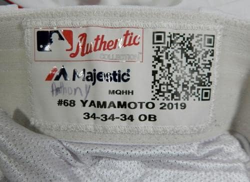 2019 Miami Marlins Jordan Yamamoto 68 Jocul folosit White Pants 34-34-34 DP46794-Joc folosit MLB Pants MLB