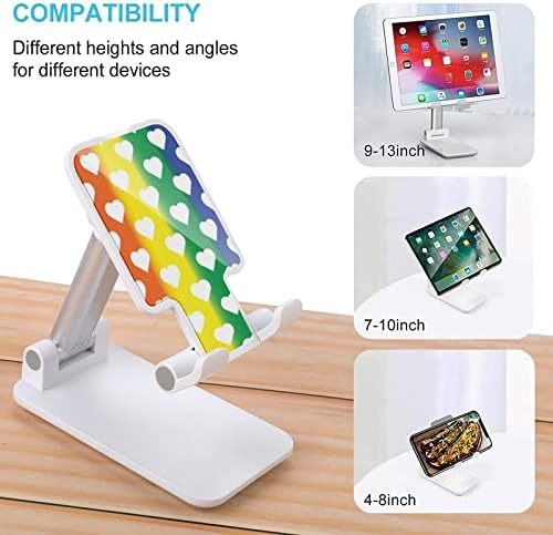 Inimi albe pe LGBT Rainbow Tut Stand de telefon mobil compatibil cu tablete pentru iPhone pentru tablete pliabile reglabile
