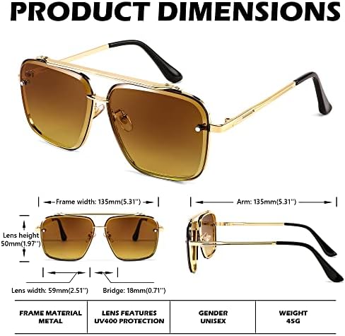 Ochelari de soare FEISEDY, moda Square Pilot Ochelari de soare, Vintage metal Gradient ochelari pentru bărbați și femei, B4104