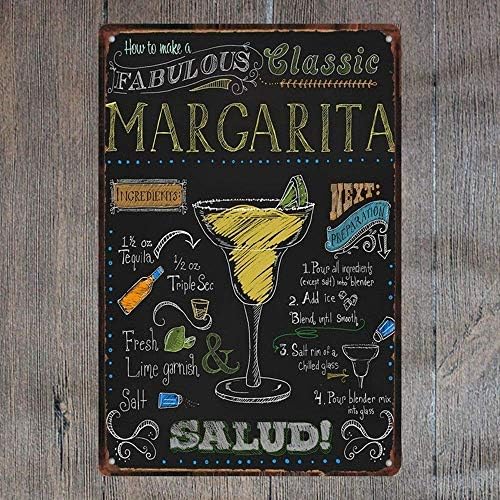 Cum să faci o fabuloasă Margarita clasică, retro Embossed Metal Bar Sign Cocktail pentru Decor de perete 12 x 8