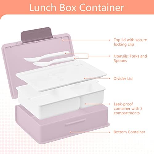 ALAZA Rainbow Butterfly Print Bento Bento Box de prânz BPA, fără scurgeri de scurgere, containere de prânz cu furculiță și