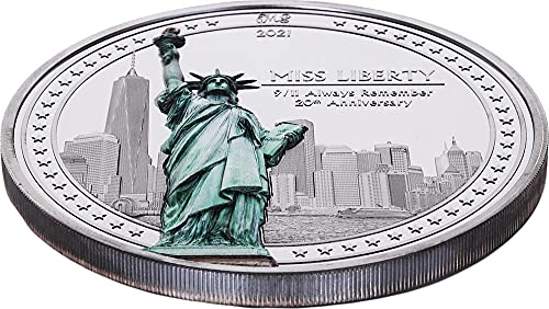 2021 De Modern Comemorative Powercoin Miss Liberty PF70 20 de ani de la 9/11 de Miles Standish 5 Oz Monedă de argint 25 $ Cook