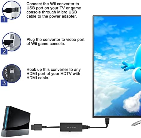 Wii HDMI Converter HDMI Converter/Adaptor pentru Wii U HDMI Cablu pentru Wii Convertiți semnale YPBPR Native 720p/480p/480p