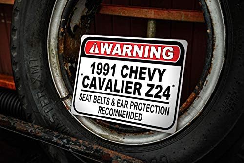 1991 91 Chevy Cavalier Z24 Centură de siguranță Recomandat Semn de mașină rapidă, semn de garaj metalic, decor de perete, semn