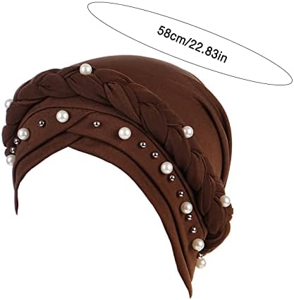 Vintage Beanie pălărie pentru femei musulmane Zburli păr acoperă Turban cu perla pentru femei plisată Headwrap Slouchy craniu