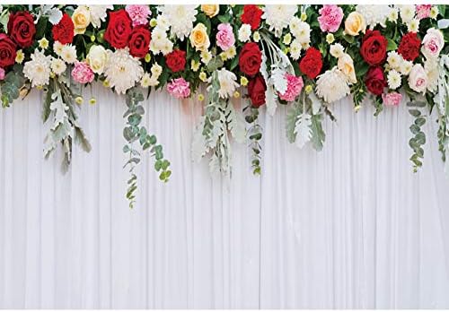 Dorcev 12x8ft Ceremonie de nuntă Fotografie fundal colorat floare de perdea albă fundal de logodnă căsătorie mireasă duș petrecere