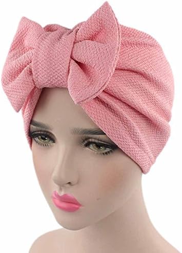 Wrap Turban pentru femei Culoare solidă Bow Chemo Beanie musulman Pălării Vintage Femei Baggy Wrap craniu capace usoare