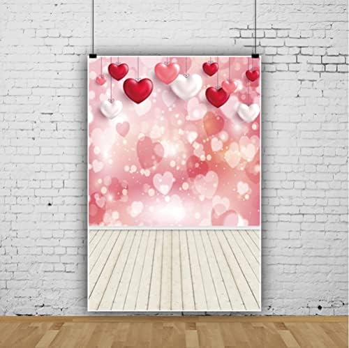 Oerju 10x20ft dragoste inimă fotografie fundal rustic din lemn rustic Bokeh lumini de sclipici scândură roșu roz dragoste inimă