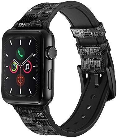 CA0732 Circuit Circuit Placă din piele grafică și silicon cu bandă inteligentă de ceas pentru Apple Watch Iwatch size 42mm/44mm/45mm