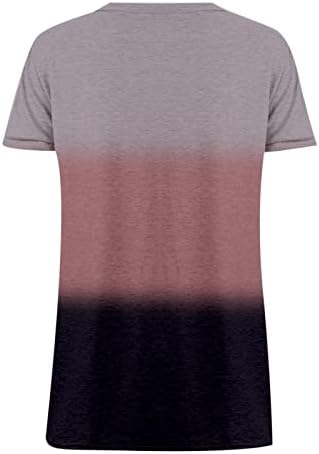 Femei cu mânecă scurtă top gradient bloc de culori libere bluze potrivite tricouri adânci v glak wrap bandaj criss cross top