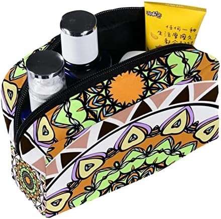 Geantă de toaletă de călătorie, organizator portabil de machiaj, suport cosmetic pentru set de perii, etnic floral mandala