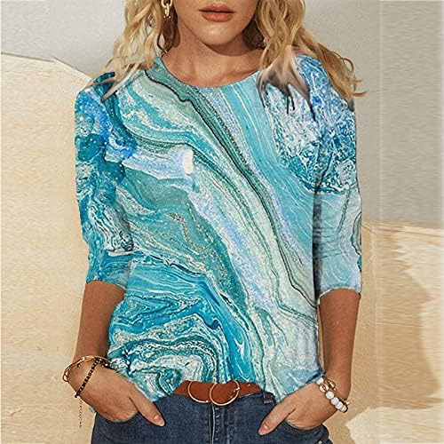 Bluză pentru femei cu mânecă lungă colorant Tricou imprimat primăvară Tricou Crewneck Pullover Comfy Loose Casual Casual pentru