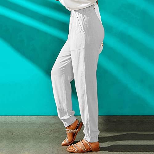 Pantaloni de trening Miashui femei pantaloni albi pentru femei Pantaloni de etanșeitate buzunar Casual Plus Dimensiune mare