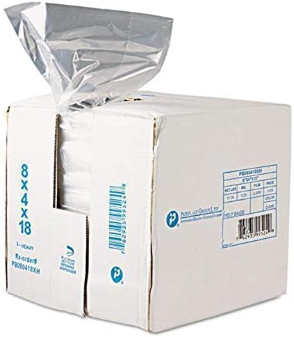 Inteplast Group Pb080418r Obțineți Reddi Food & amp; Poly Bag 8 x 4 X 18 8 litri 0,68 mil clar 1000 / cutie