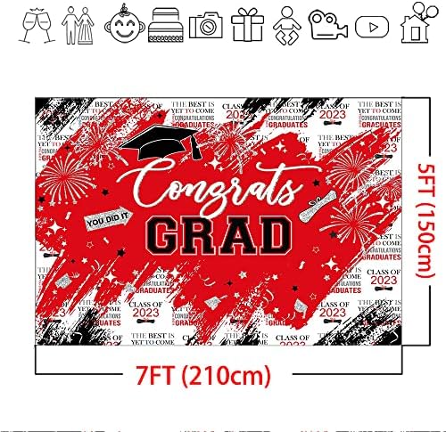 Mocsicka fundal de absolvire Felicitări Grad Red și Sliver Graduate Party Decorations Background Class of 2023 Photography