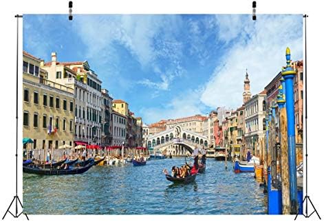 Beleco 10x6.5ft Fabrical Venice Italia fundal gondola aproape de faimosul pod Rialto din Venice Phtography fundal pentru decorare