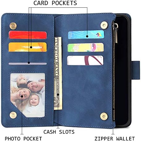 Ueebai portofel caz pentru iPhone 14 6.1 inch, Premium Vintage PU piele magnetice de închidere geantă de mână fermoar buzunar