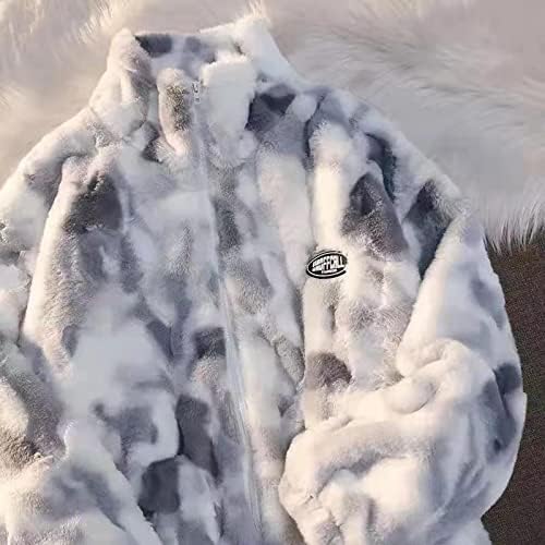 Fleece jacheta pentru femei Teen fete drăguț pluș Tie Dye Gradient de iarna Paltoane uza Zip up buzunare Fuzzy Sweatshirt