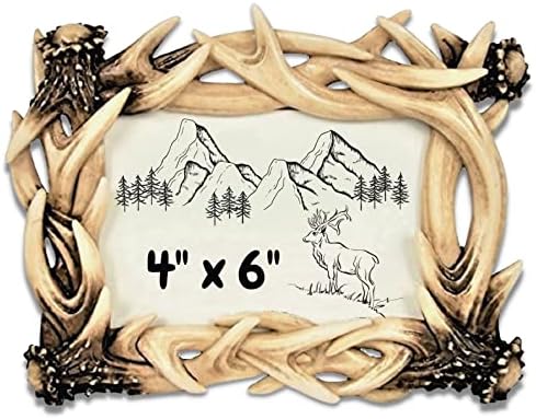 BestGiftever Faux Deer Antler Cadru decorativ 4x6 - Perfect pentru Lojă, Cabină sau Country Rustic Home Decor