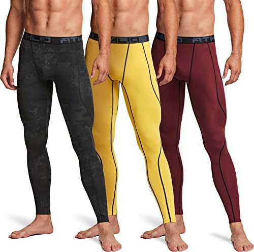 Athlio 2 sau 3 pachet pantaloni de compresie pentru bărbați care rulează dresuri de antrenament, sportul tehnic uscat rece