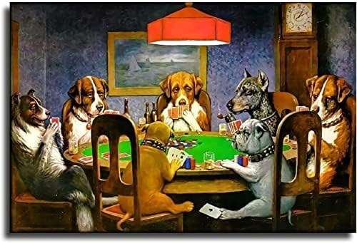 Câini care joacă poker animale amuzante poster arta arta pictură pânză imprimați inspirație camera spirituală camera dormitor