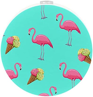 2 pachet plug-in LED de noapte LED LUMINĂ LUMINĂ Tropicală Flamingo Flamingo Ice Cream Culoare albastru cu senzor de amurg