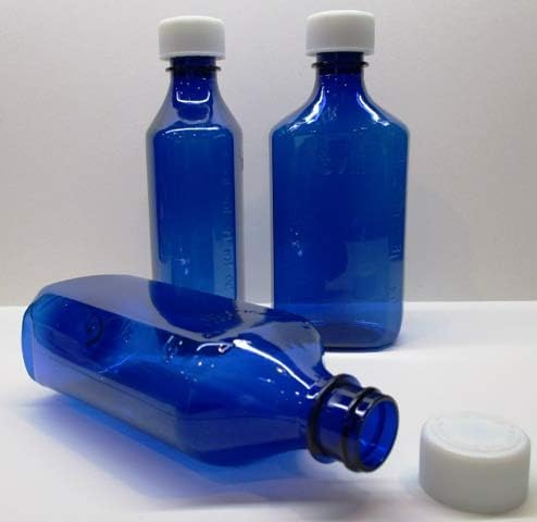 2 uncie RX Medicine Sticle w/Caps Cobalt Blue Lot de 50 de grade oval-farmaceutice gradate pe care le vindem farmaciilor, spitalelor,