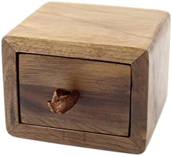 Cutie cu inel de logodnă din lemn, Cutie cu inel în formă de sertar mic pentru depozitarea verighetei la propunere