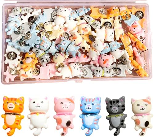 50 PC -uri drăguțe pini de împingere pentru pisici pini decorativi pentru plută pentru pisici pentru pisici pentru agăța de