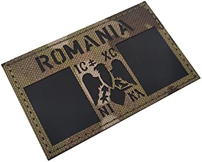 Patch de pavilion Romania reflectorizant, IR Infrarod National Flags National Emblem Emblem Moral Tactical Armanță Militară