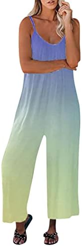 Salopete baggy pentru femei casual casual gradient imprimeu în general salopetă boemă sling sling salopet romper cu buzunare