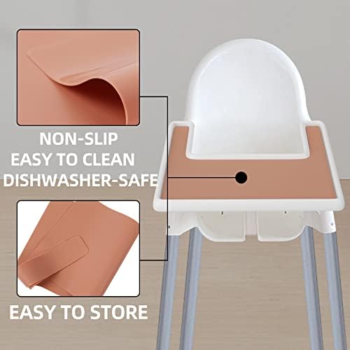 Produse alimentare de calitate silicon Baby scaun înalt tava Placemats-14.96 x 1.69 x 0.35 Non-alunecare Silicon locul Mats - ușor de curățat și mașină de spălat vase Silicon Placemats