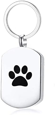 DOTUIARG Pet Cat Dog Laba Imprimare pătrat urnă Keychain Memorial Ash incinerare bijuterii pandantiv inima colier