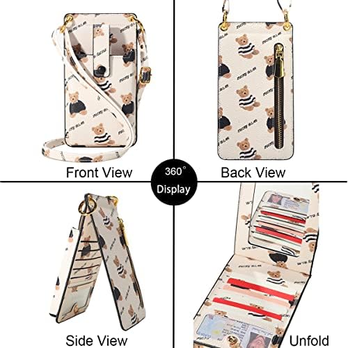Portofel de telefon mobil Sunwel Fashion Purse drăguț pentru ursul Mini Crossbody Bags cu 5 sloturi de carduri